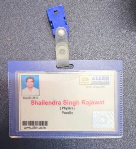Allen Career Institute faculty ID card — Shailendra Singh Rajawat, Physics